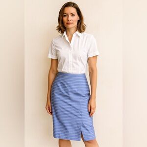 Louis Feraud Blue & White Silk Skirt 4